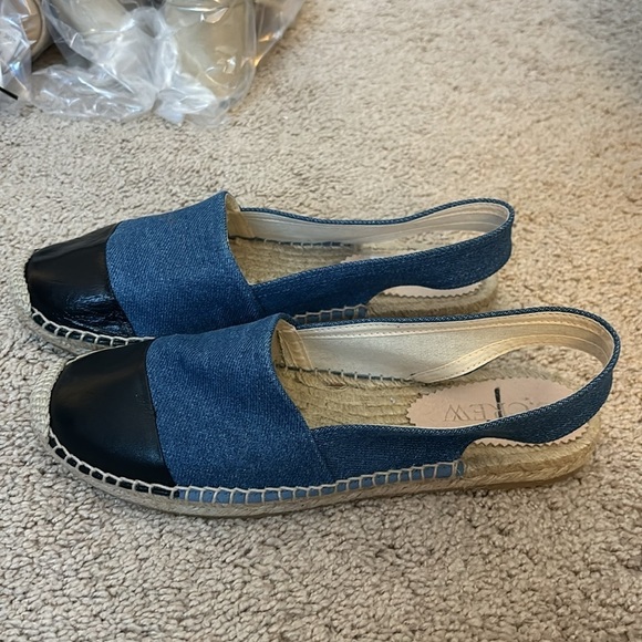 J Crew Made-in-Spain cap toe slingback espadrilles in denim CA077 - Picture 2 of 4